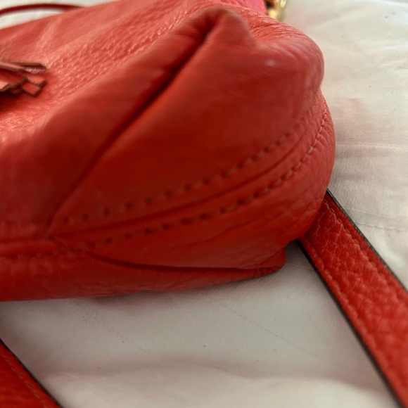 Michael Kors Small Weston Tassel Pebbled Messenger Crossbody Blood Orange & Gold - Picture 8 of 13
